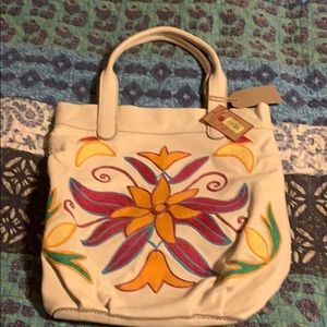 Lucky brand embroidered leather shoulder bag